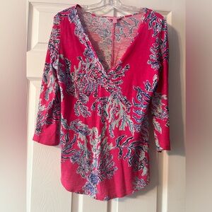 Lilly Pulitzer Aida Pink Samba Coral Reef long sleeve T-shirt.